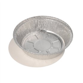 Aluminium schalen met inlegdeksels PP gelamineerd rond 770ml Ø 18,2cm x 4cm