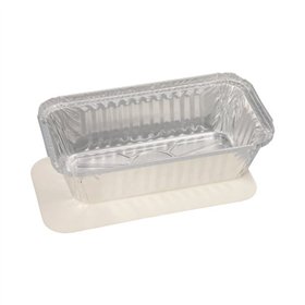 Schalen Aluminium + inleg deksel PE-gecoat rechthoekig 0,7 l 4,9cm x 10,3cm x 19,5cm