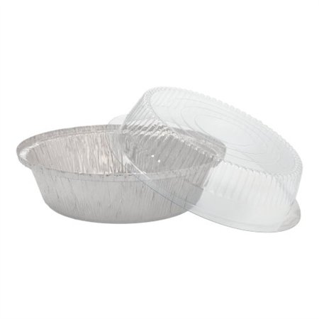 Aluminium schalen met transparante PS deksels rond 770ml Ø 18,2cm x 8cm - Horecavoordeel.com