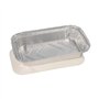 Aluminium schalen met inlegdeksels PP gelamineerd rechthoekig 0,65 l 3,4cm x 13cm x 22cm voor Lasagna