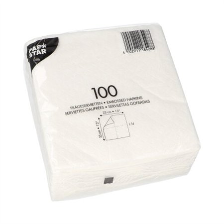 Servetten 1-laags 1/4 vouw 33cm x 33cm Wit