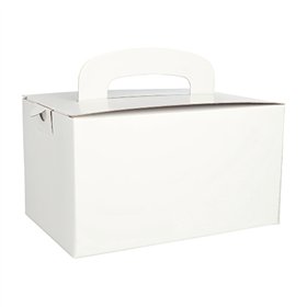 Lunch Boxen Karton rechthoekig 12,5cm x 15,5cm x 22,5cm Wit met handvatten - Horecavoordeel.com