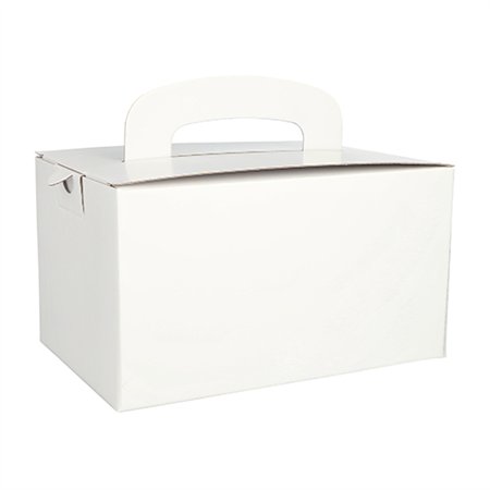 Lunch Boxen Karton rechthoekig 12,5cm x 15,5cm x 22,5cm Wit met handvatten - Horecavoordeel.com