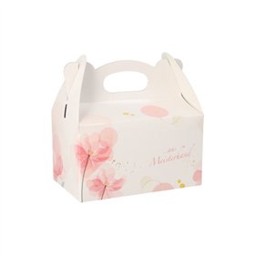 Gebakdozen rechthoekig 16cm x 10cm x 9cm Lichtroze met handvatten - Horecavoordeel.com