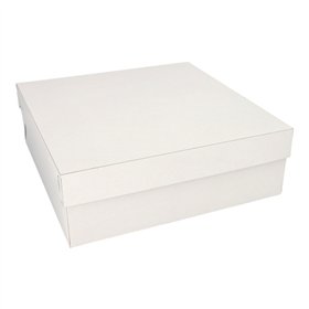 Gebaksdozen met deksel Karton vierkant 30cm x 30cm x 10cm Wit - Horecavoordeel.com