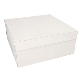 Gebaksdozen met deksel Karton vierkant 30cm x 30cm x 13cm Wit