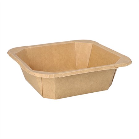 Kartonnen lunchboxen vierkant 1000ml 5,2cm x 18cm x 18cm Bruin - Horecavoordeel.com