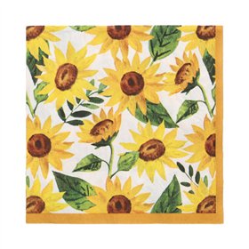 Servetten 3-laags 1/4 vouw 33cm x 33cm Sunflowers