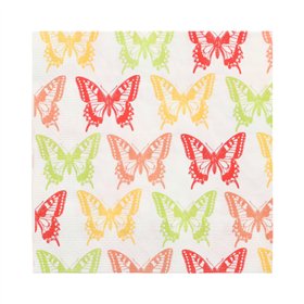 Servetten 3-laags 1/4 vouw 33cm x 33cm Butterflies - Horecavoordeel.com