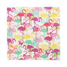 Servetten 3-laags 1/4 vouw 33cm x 33cm Flamingoparty