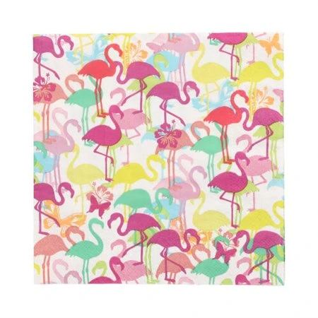 Servetten 3-laags 1/4 vouw 33cm x 33cm Flamingoparty