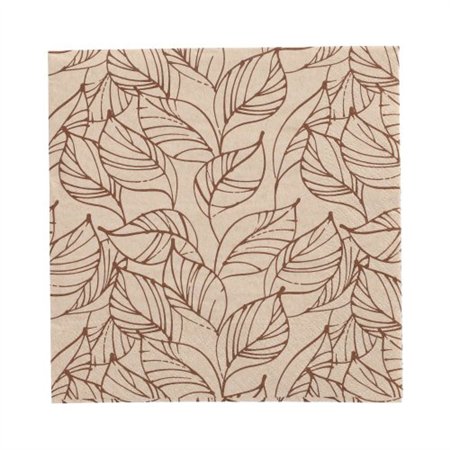 Servetten 3-laags 1/4 vouw 33cm x 33cm Natuur Shapes of Leaves gemaakt van gerecycled Papier - Horecavoordeel.com