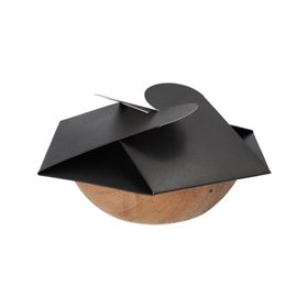 Schalen Palmblad rond 900ml Ø 21cm x 6cm Natuur/Zwart met losse deksel