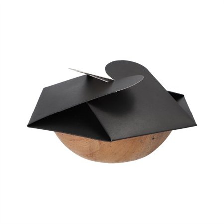 Schalen Palmblad rond 900ml Ø 21cm x 6cm Natuur/Zwart met losse deksel - Horecavoordeel.com
