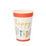 Drinkbekers Karton 0,2 l Ø 7cm x 9,7cm Wit Happy Birthday