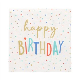 Servetten 3-laags 1/4 vouw 33cm x 33cm Happy Birthday - Horecavoordeel.com