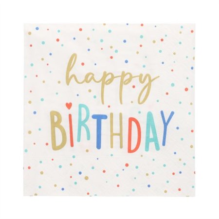 Servetten 3-laags 1/4 vouw 33cm x 33cm Happy Birthday
