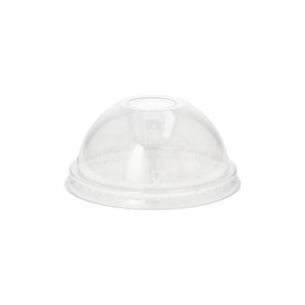 Deksels PET rond Ø 9cm x 4,5cm Glashelder met gat
