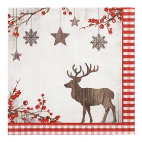 Servetten 3-laags 1/4 vouw 40cm x 40cm X-Mas Deer