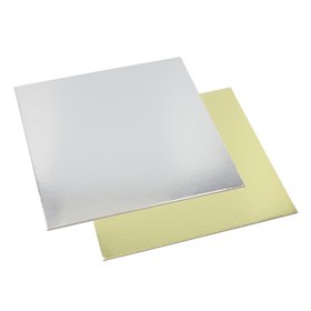 Taartonderlegger vierkant 0,3cm x 28cm x 28cm goud/Zilver