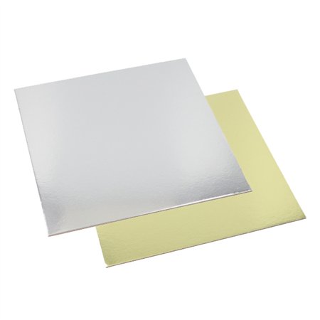 Taartonderlegger vierkant 0,3cm x 28cm x 28cm goud/Zilver
