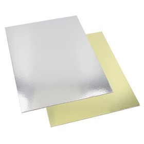 Taartonderlegger rechthoekig 0,3cm x 30cm x 40cm goud/Zilver