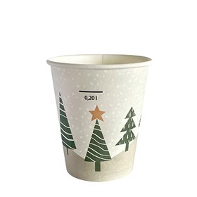 Drinkbekers Karton To Go 0,2 l Ø 8cm x 9,9cm Winter Forest - Horecavoordeel.com