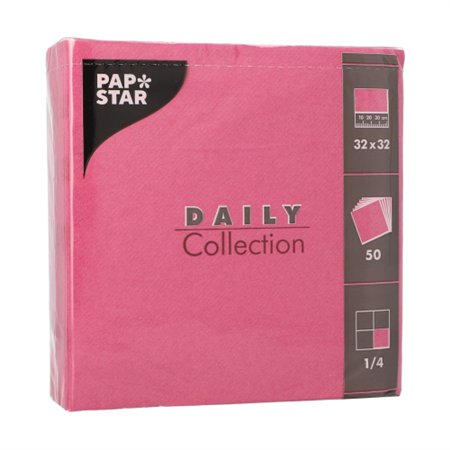 Servetten DAILY Collection 1/4 vouw 32cm x 32cm Fuchsia
