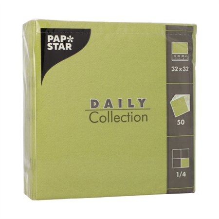 Servetten DAILY Collection 1/4 vouw 32cm x 32cm Olijfgroen