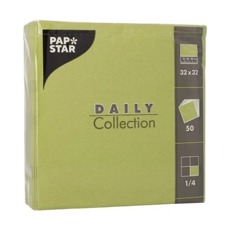 Servetten DAILY Collection 1/4 vouw 32cm x 32cm Olijfgroen - Horecavoordeel.com