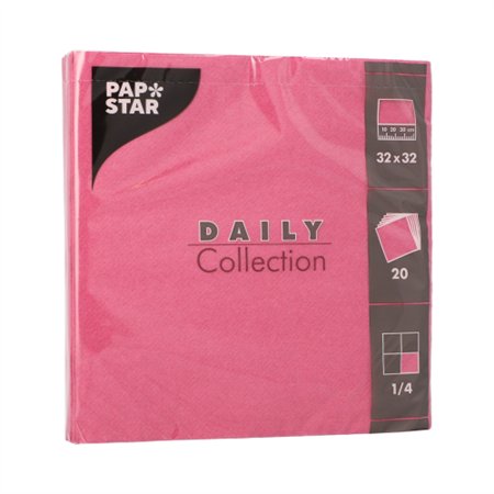 Servetten DAILY Collection 1/4 vouw 32cm x 32cm Fuchsia