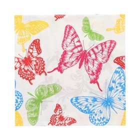 Servetten 3-laags 1/4 vouw 33cm x 33cm Delicate Butterflies - Horecavoordeel.com