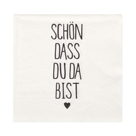 Servetten 3-laags 1/4 vouw 33cm x 33cm Schön dass du da bist
