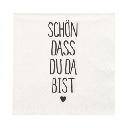 Servetten 3-laags 1/4 vouw 33cm x 33cm Schön dass du da bist - Horecavoordeel.com