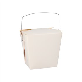 Snackbox met handvat ASIA rechthoekig 770ml 10,3cm x 8cm x 6,6cm Wit - Horecavoordeel.com