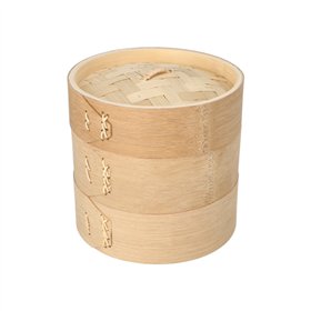 Stoommandje Bamboe ASIA Ø 15cm x 13,5cm 3-delig - Horecavoordeel.com