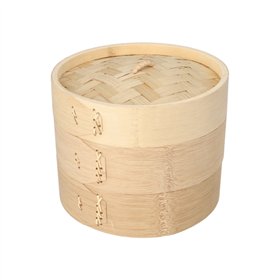 Stoommandje Bamboe ASIA Ø 18cm x 13,5cm 3-delig - Horecavoordeel.com