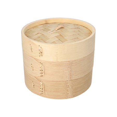 Stoommandje Bamboe ASIA Ø 18cm x 13,5cm 3-delig - Horecavoordeel.com