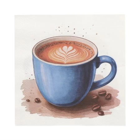 Servetten 3-laags 1/4 vouw 33cm x 33cm Cup of Coffee - Horecavoordeel.com