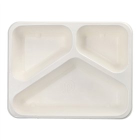 Menubakken topseal Suikerriet 3-vaks 1000ml 4,9cm x 22,7cm x 17,8cm Wit