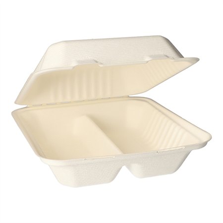 Menuboxen Suikerriet Pure 2-vaks 7,7cm x 20cm x 22cm Wit - Horecavoordeel.com