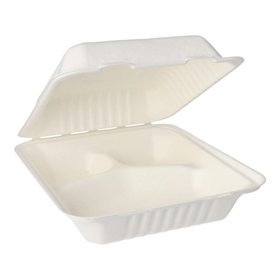 Menuboxen Suikerriet Pure 3-vaks 7,7cm x 20cm x 22cm Wit