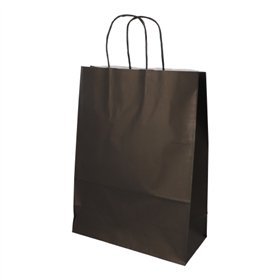 Draagtassen Papier 35cm x 26cm x 12cm Zwart met gedraaid handvat