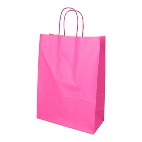 Draagtassen Papier 35cm x 26cm x 12cm Roze met gedraaid handvat