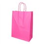 Draagtassen Papier 35cm x 26cm x 12cm Roze met gedraaid handvat - Horecavoordeel.com