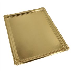 Serveerschalen Karton PET-coating vierkant 34cm x 45,5cm Goud