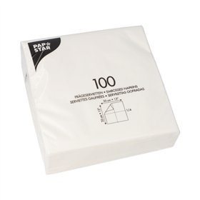 Servetten 1-laags 1/4 vouw 33cm x 33cm Wit