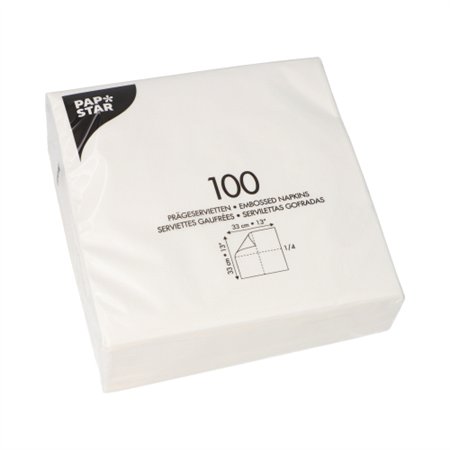 Servetten 1-laags 1/4 vouw 33cm x 33cm Wit - Horecavoordeel.com