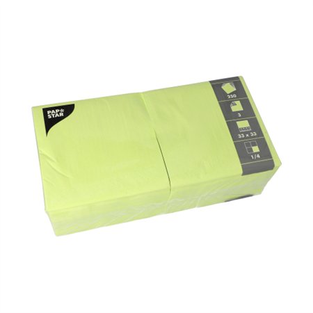 Servetten 3-laags 1/4 vouw 33cm x 33cm limoengroen - Horecavoordeel.com