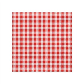 Servetten 3-laags 1/4 vouw 25cm x 25cm Rood Vichy Karo
